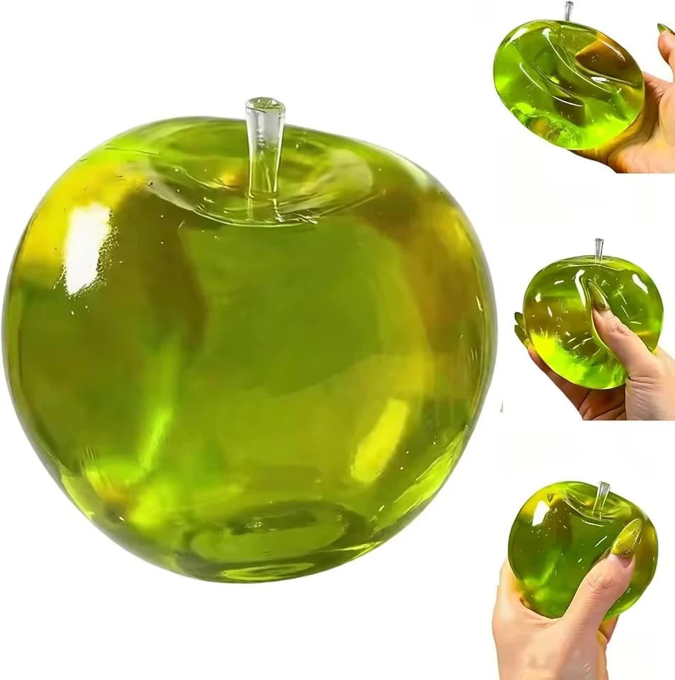 Apple Soft Fidget Toys,Stress Relief Toy, Green Apple Squishy, Squishy Apple Slow Rising Fruit Squishies, Clear Cute Fruit Stress Ball for Adults, Cute Funny Desk Decor